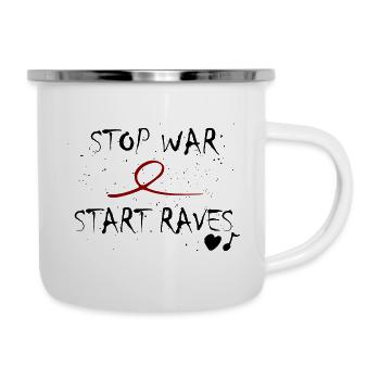 Stop War Start Rave: l'idée d'un amoureux des cadeaux - Tasse émaillée - blanc - Droite