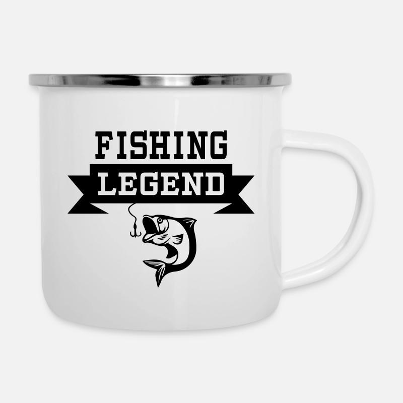 Pêche pêche hameçon pêcher pêcher pêche - Tasse émaillée - blanc