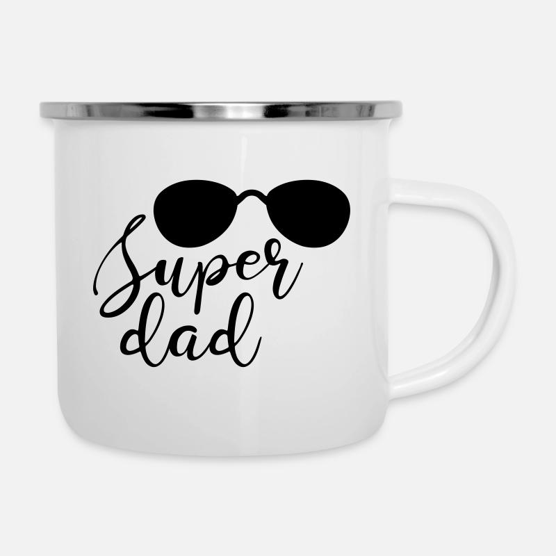 super-père avec des lunettes de soleil - Tasse émaillée - blanc