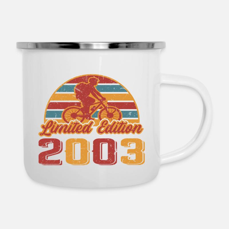 Vélo VTT anniversaire année de construction 2003 - Tasse émaillée - blanc
