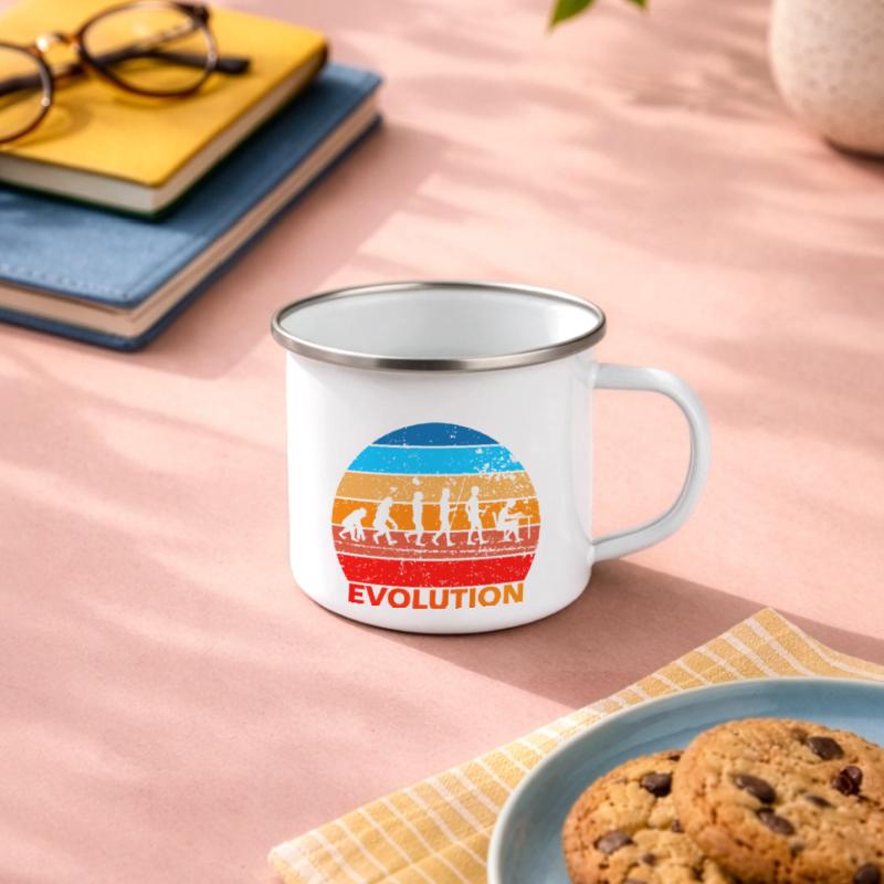 Evolution von IT EDV Informatik Computer Nerds Emaille-Tasse