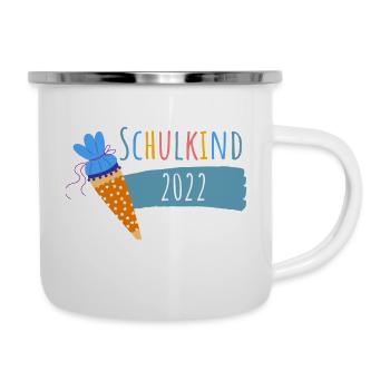 Schulkind 2022 Junge - Emaille-Tasse - Weiß - Rechts