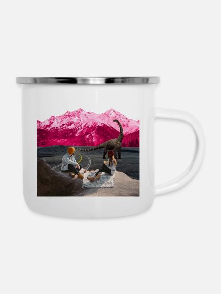 Picknick Surreal - Emaille-Tasse - Weiß