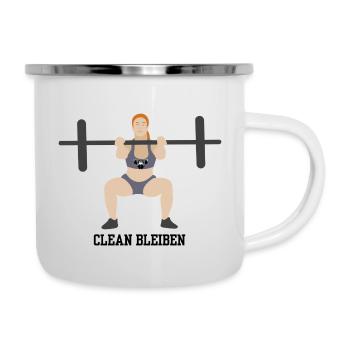 Clean bleiben - Emaille-Tasse - Weiß - Rechts