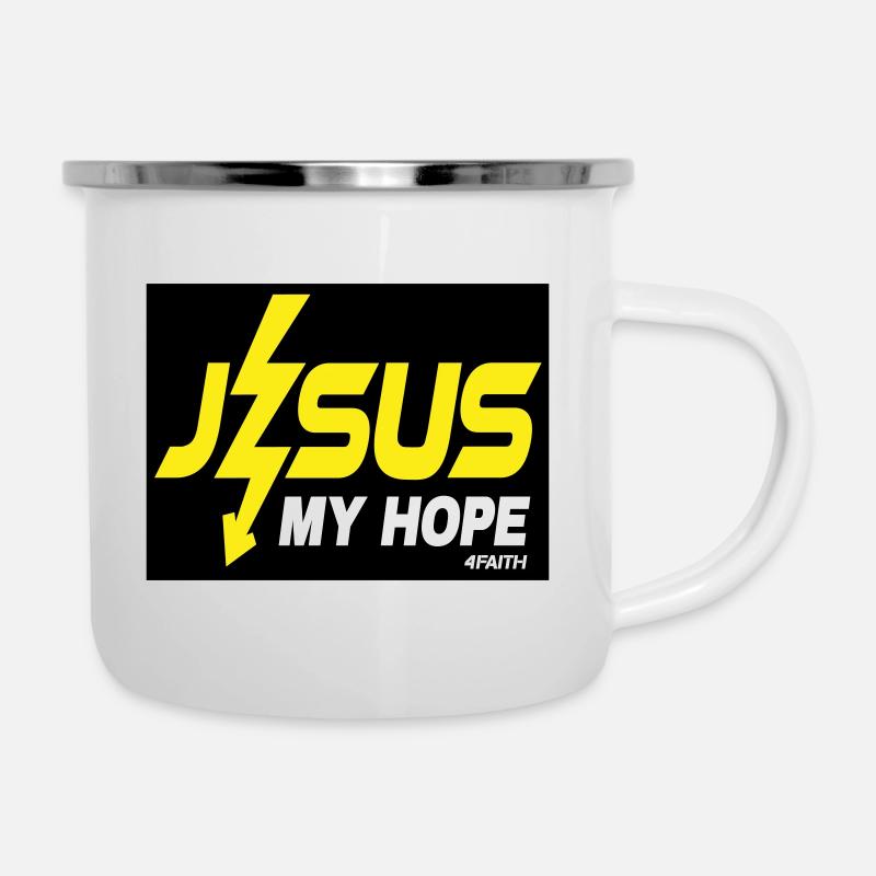 Jesus meine Hoffnung - Emaille-Tasse - Weiß