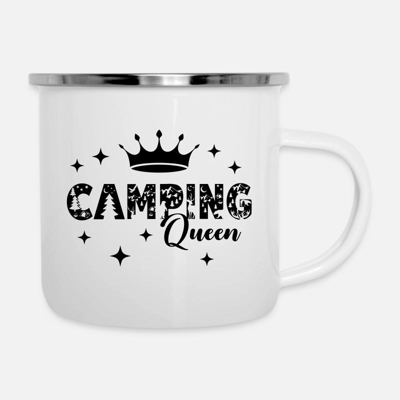 Camping Queen with Crown - Camper Mug - white