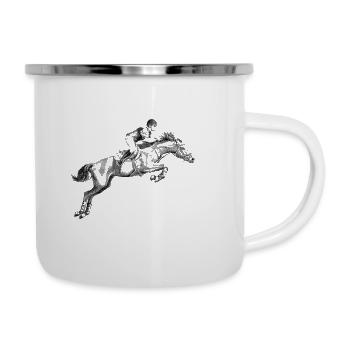 Équitation - Tasse émaillée - blanc - Droite