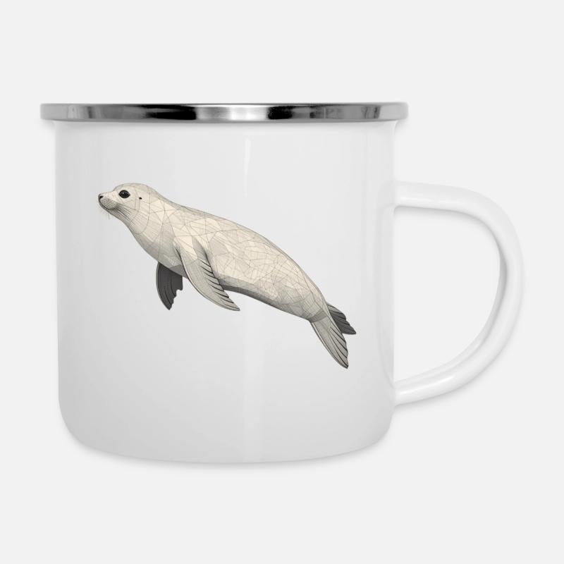 Geometric Seal - Camper Mug - white