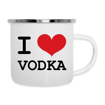 Ich liebe Wodka – Alkohol - Emaille-Tasse - Weiß - Rechts