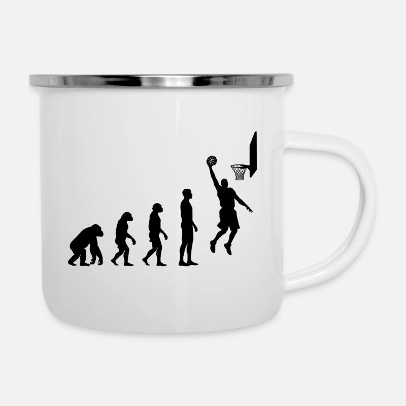 Basketball Evolution Human to Hoops Player - Emaille-Tasse - Weiß