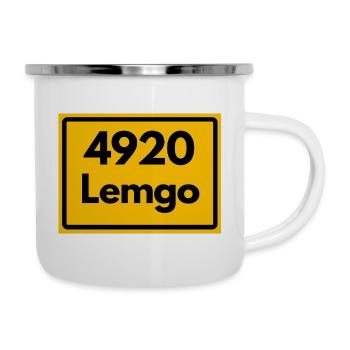 ALTE POSTLEITZAHL PLZ RETRO 4920 LEMGO NRW - Emaille-Tasse - Weiß - Rechts