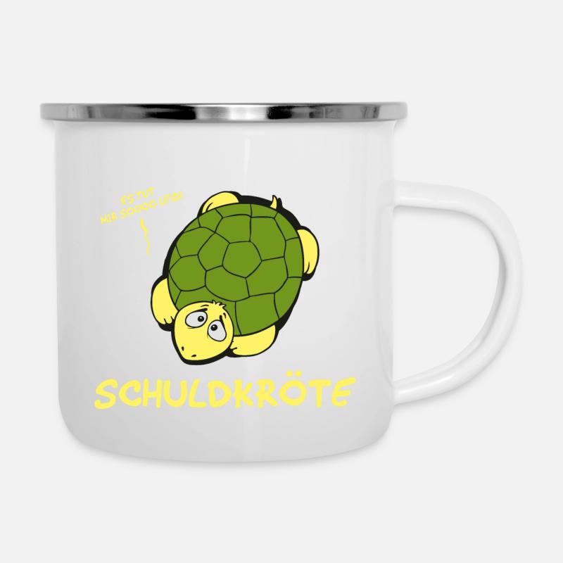 Schuldkröte - Emaille-Tasse - Weiß