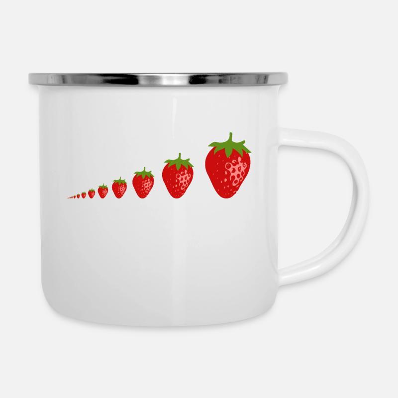 Erdbeeren - Emaille-Tasse - Weiß