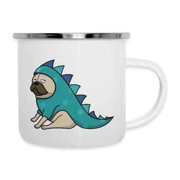Dino Pug - Tasse émaillée - blanc - Droite