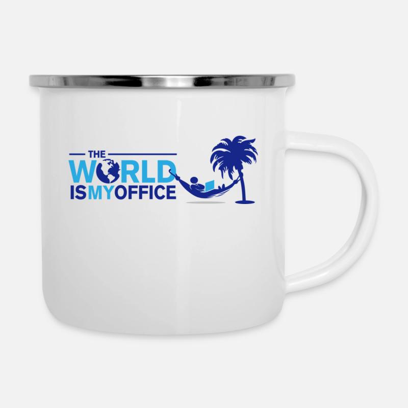 Digital Nomade - Emaille-Tasse - Weiß