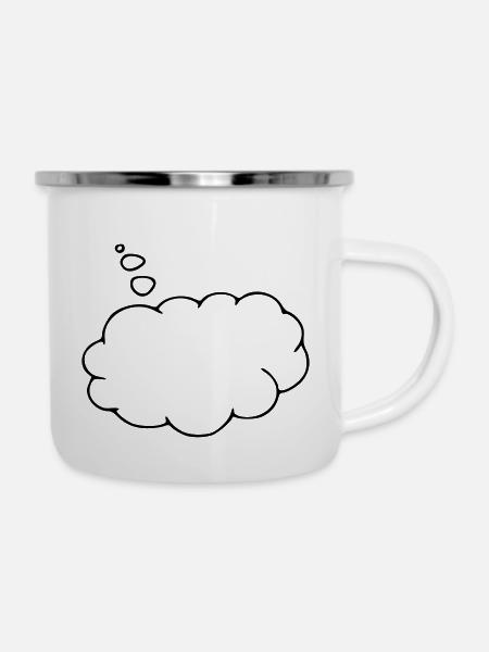 Denkblase - Emaille-Tasse - Weiß