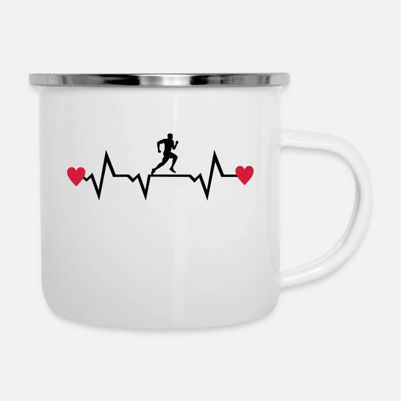 Läufer & Herz, laufen - Emaille-Tasse - Weiß