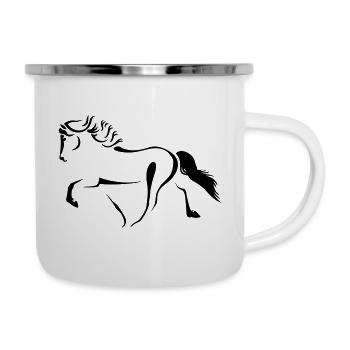 Islandpferd Tölt - Emaille-Tasse - Weiß - Rechts