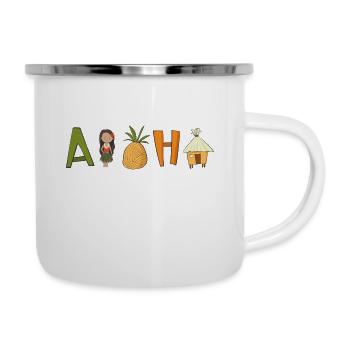 aloha - Emaille-Tasse - Weiß - Rechts