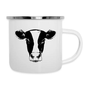 Kuh Bauernhof Tiere Farm Tierkopf - Emaille-Tasse - Weiß - Rechts