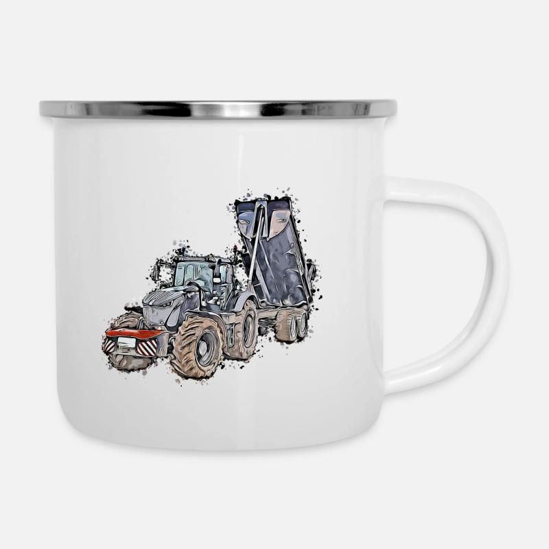 Tracteurs5 - Tasse émaillée - blanc