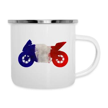 Motorrad Motorsport Frankreich Tricolore - Emaille-Tasse - Weiß - Rechts