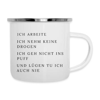 ich arbeite...lustige Sprüche für Männer, Geschenk - Emaille-Tasse - Weiß - Rechts