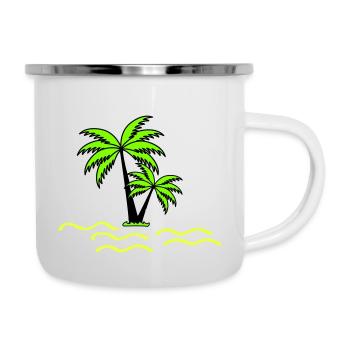 Palmen - Emaille-Tasse - Weiß - Rechts