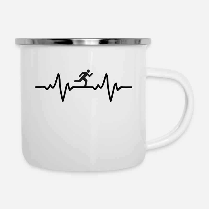 Running - Design with runner and heartbeat - Camper Mug - white