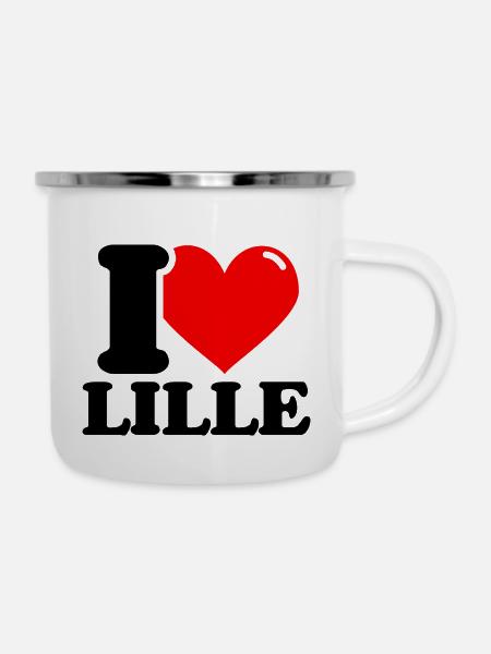 Ich liebe Lille - Emaille-Tasse - Weiß