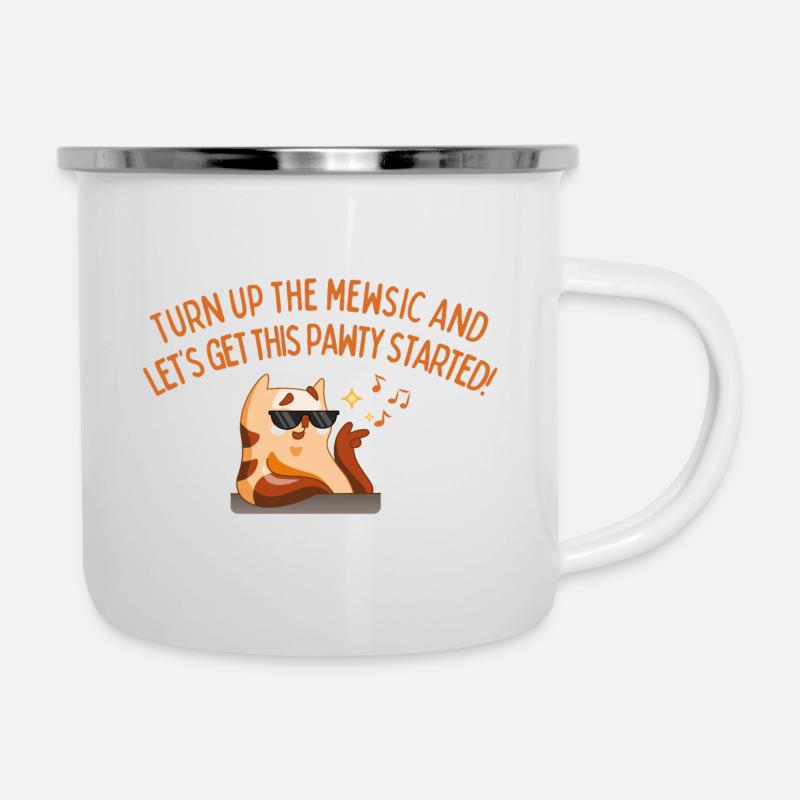 Drehen Sie das Mewsic auf - Emaille-Tasse - Weiß