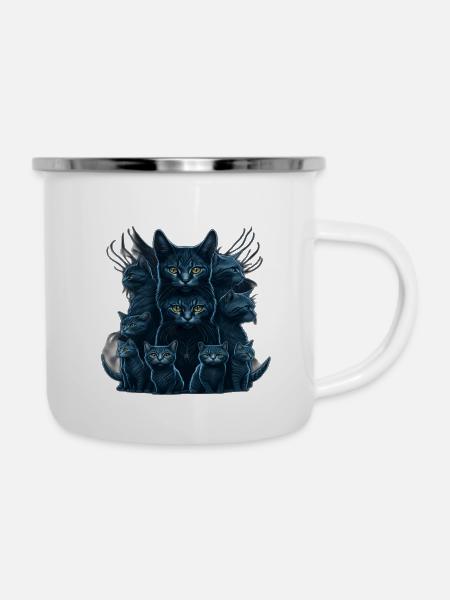 Katze - Emaille-Tasse - Weiß