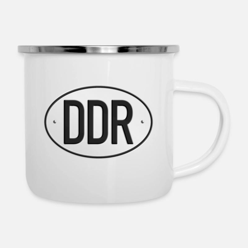 DDR Kennzeichen (realistisch) - Emaille-Tasse - Weiß
