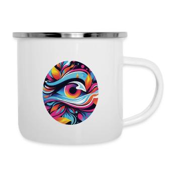 Magisches Auge: Reise durch bunte Welten - Emaille-Tasse - Weiß - Rechts