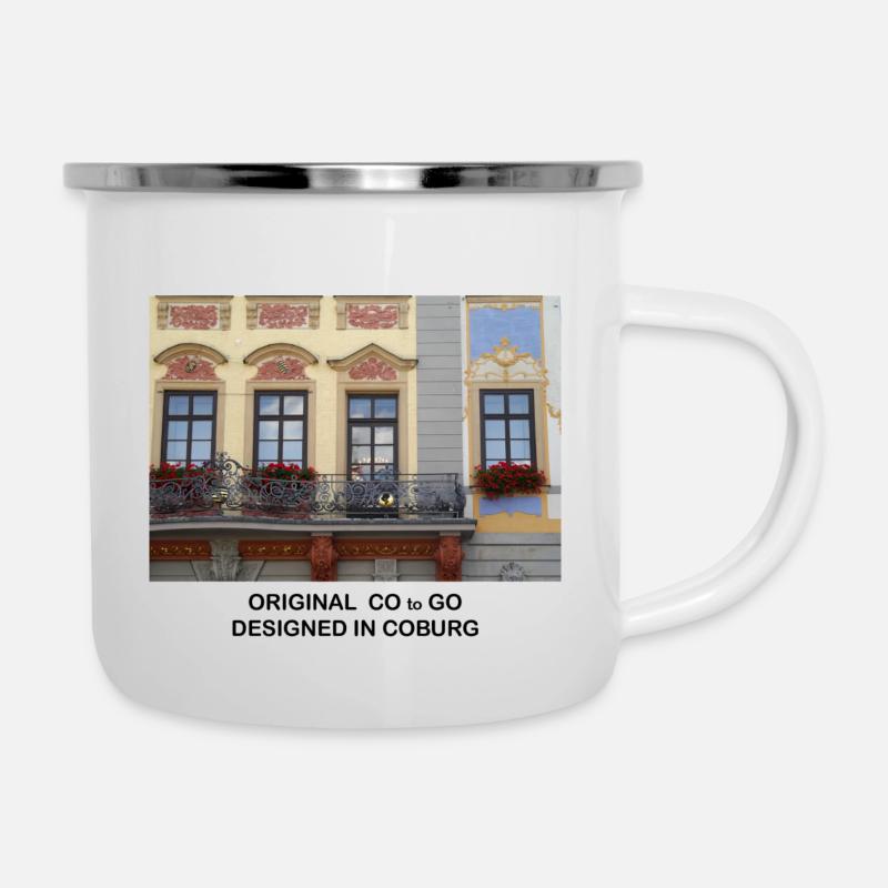 Coburg Rathausbalkon - Emaille-Tasse - Weiß
