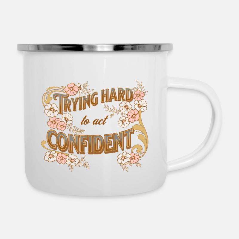 trying hard to act confident - Camper Mug - white