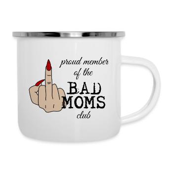 Bad Moms Club Fuck Finger Mittelfinger - Emaille-Tasse - Weiß - Rechts
