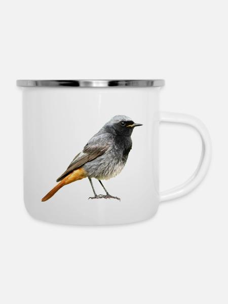 Rotschwanz Robin - Emaille-Tasse - Weiß