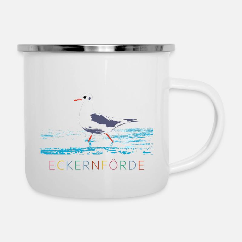Möwe in Eckernförde - Emaille-Tasse - Weiß