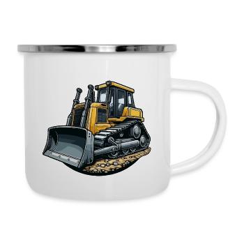 Planierraupe groß - Emaille-Tasse - Weiß - Rechts