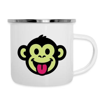 Affe Lustig Comic - Emaille-Tasse - Weiß - Rechts