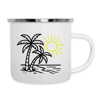 Insel Palmen Strand - Emaille-Tasse - Weiß - Rechts
