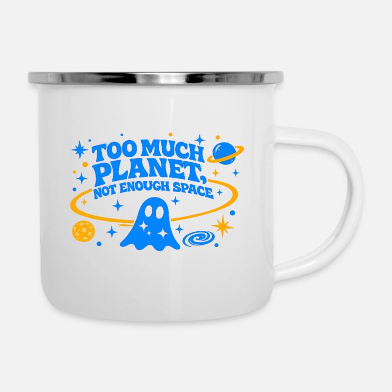 Trop de planète | Pas assez d’espace | Bleu électrique - Tasse émaillée - blanc