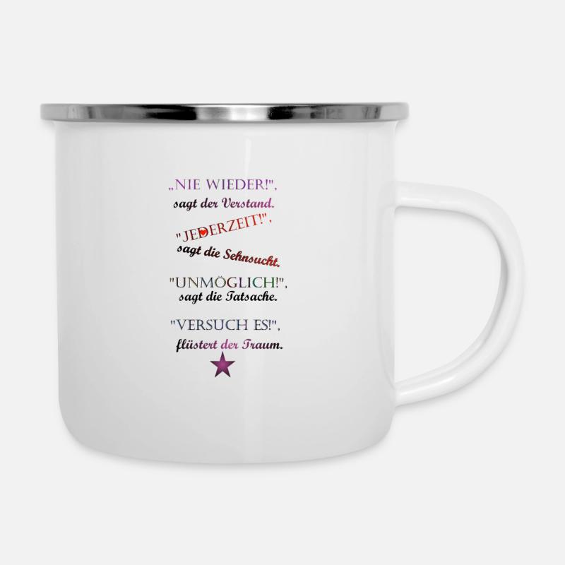Poster Spruch "VERSUCH ES" - Emaille-Tasse - Weiß