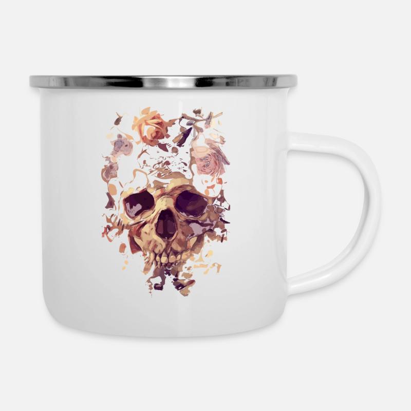 Skull with roses - Camper Mug - white