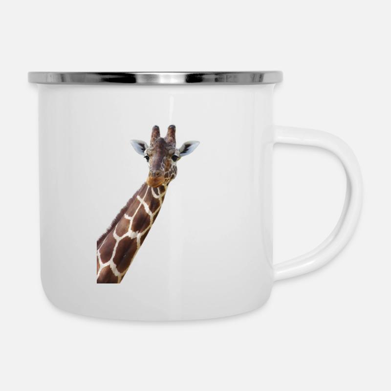 giraffe, Portrait - Emaille-Tasse - Weiß