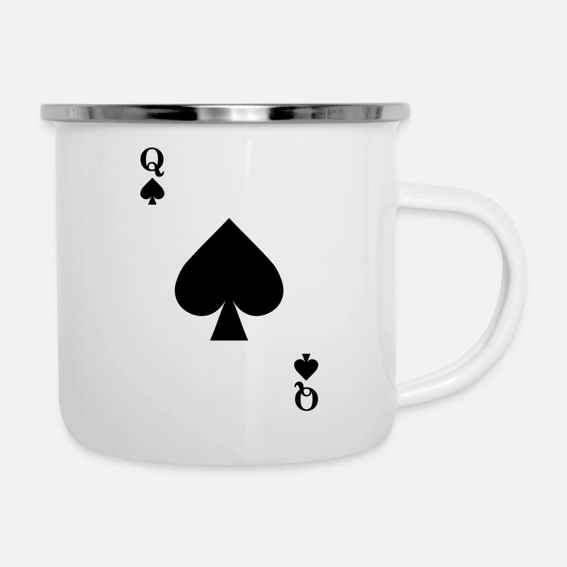 Pik Dame - Emaille-Tasse - Weiß