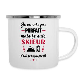 pas parfait skieur,idée cadeau ski - Tasse émaillée - blanc - Droite