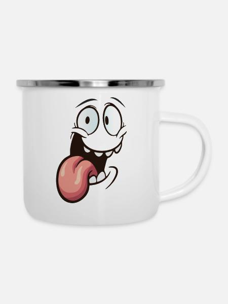 Smile comic lustig - Emaille-Tasse - Weiß