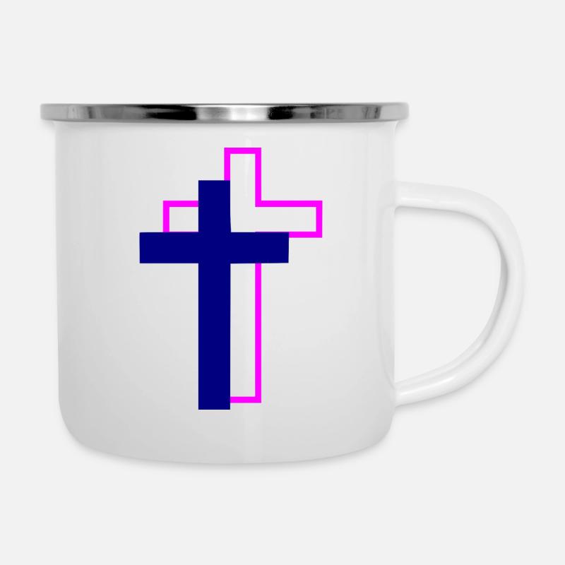 Kreuze - Emaille-Tasse - Weiß